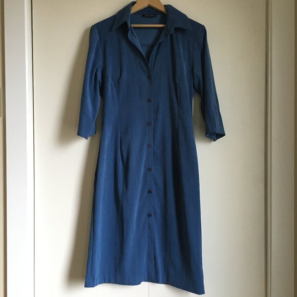 Vintage 90s Garage Soft Faux Suede Long Button Down Dress - Picture 1 of 16